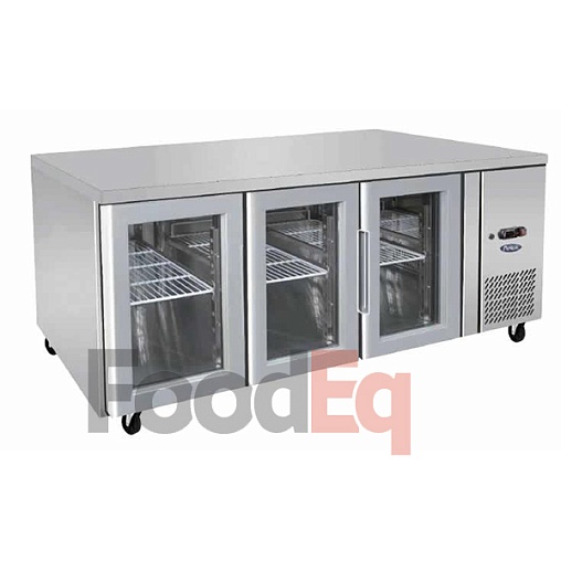 Холодильный шкаф с рабочей поверхностью и стеклянными дверями HolodEq EPF3731-GR